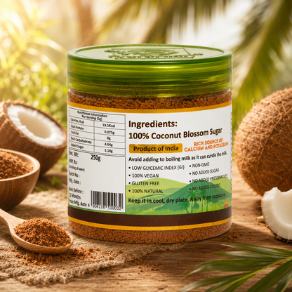 PyureRich® Coconut Sugar 250g – 100% Natural Coconut Blossom Sugar | Unrefined Sweetener