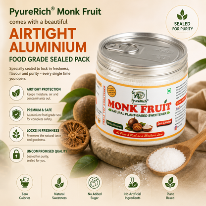 PyureRich® Monk Fruit Sweetener 100g (with Allulose) – Natural Sugar Substitute