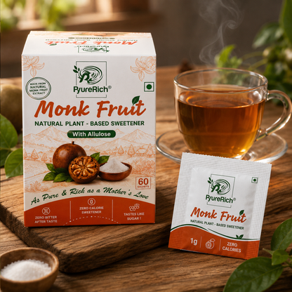 PyureRich® Monk Fruit Sweetener Sachets (with Allulose) – Natural Sugar Substitute